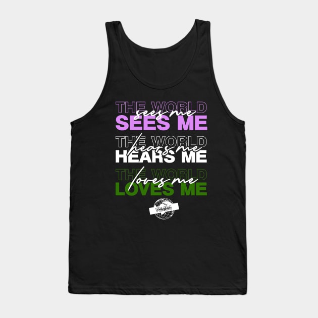 Team Rainbow LGBTQ Genderqueer / Genderfluid Pride The world loves me Tank Top by teamrainbowstore